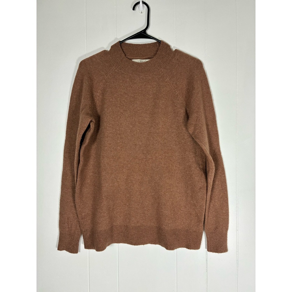 LOFT Petite Mock Neck Sweater Brown Petite Merino Wool Blend MP